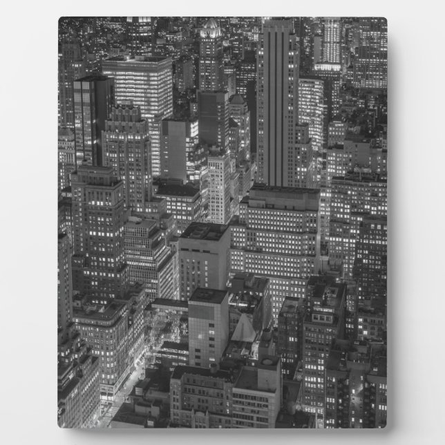 Schwarz-weiß Red New York City Skyline Fotoplatte (Vorderseite)