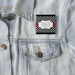 Schwarz-weiß Red Polka Dot Retro Niedlich Consulta Button
