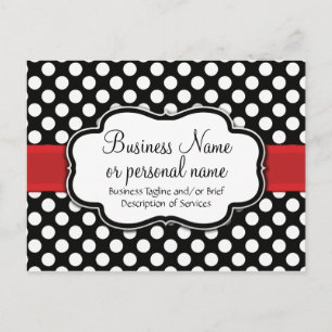 Schwarz-weiß Red Polka Dot Retro Niedlich Consulta Einladungspostkarte