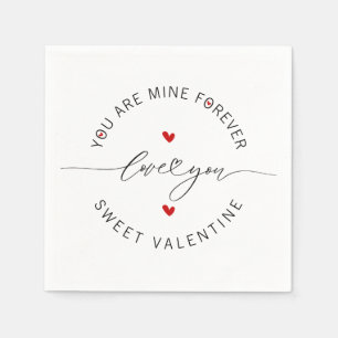 Schwarz-weiß Red Simple Minimalistische Liebe Vale Serviette