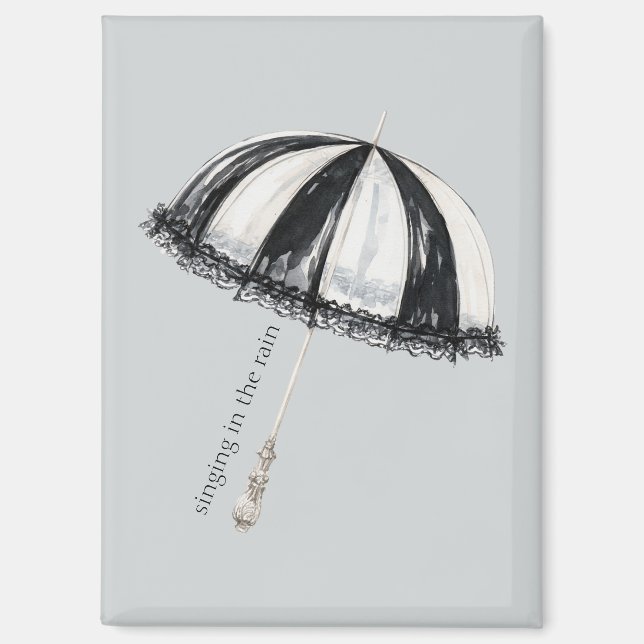 Schwarz Weiß Regenschirm Magnet (Vorderseite)