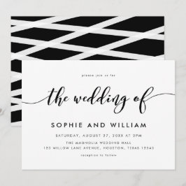 Schwarz-Weiß-Relax-Skript Hochzeit Einladung