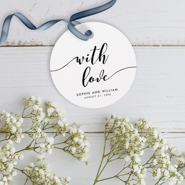 Schwarz-Weiß-Relax-Skript mit Liebe Hochzeit Geschenkanhänger (Von Creator hochgeladen)