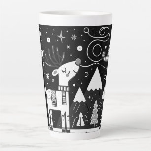 Schwarz-Weiß-Rentier-Muster Milchtasse