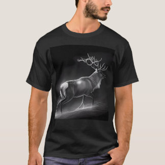 Schwarz-Weiß-Rentiere Zeichnend T-Shirt