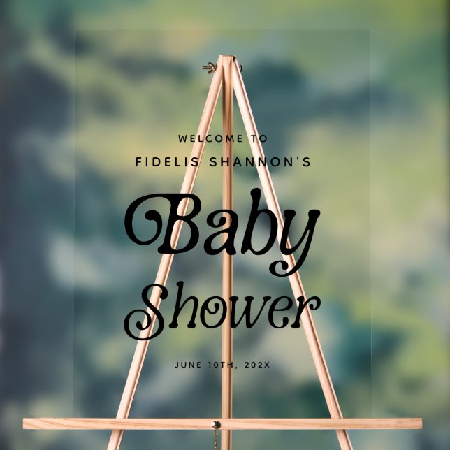 Schwarz-Weiß Retro Baby Dusche Begrüßungszeichen Acrylschild (Neutral)