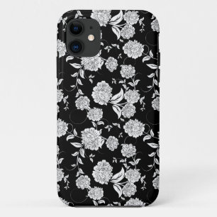 Schwarz-Weiß-Retro-Blume-Muster Case-Mate iPhone Hülle