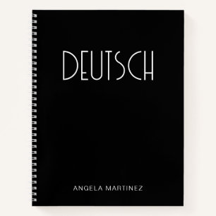 Schwarz-Weiß-Retro-Deutsch-Sprachstudie Notizbuch