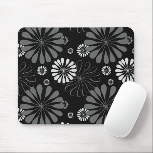 Schwarz-Weiß-Retro-Floral Mousepad
