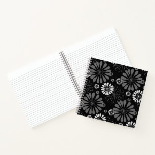 Schwarz-Weiß-Retro-Floral Notizbuch