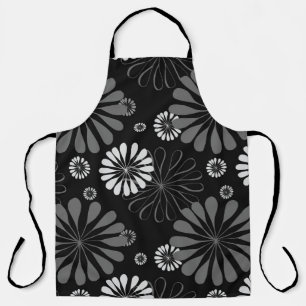 Schwarz-Weiß-Retro-Floral Schürze