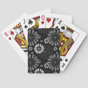 Schwarz-Weiß-Retro-Floral Spielkarten