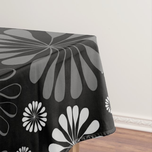 Schwarz-Weiß-Retro-Floral Tischdecke (Beispiel)
