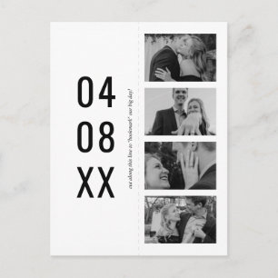 Schwarz-Weiß-Retro-Foto-Lesezeichen Save the Date Einladungspostkarte