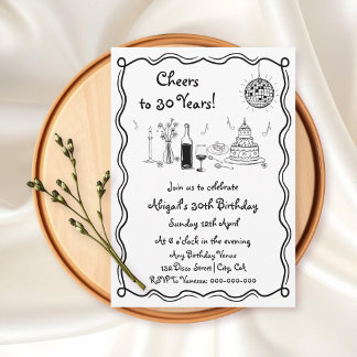 Schwarz-Weiß-Retro-Geburtstag Einladung