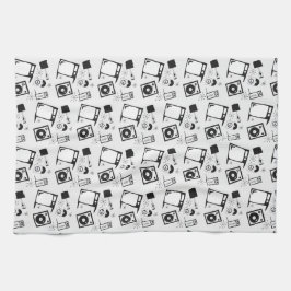 Schwarz-Weiß-Retro-Haushaltsdesigns Geschirrtuch