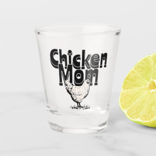 Schwarz-weiß-retro-Huhn-Mama-Personalized Schnapsglas