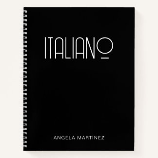 Schwarz-Weiß-Retro-Italienisch-Sprachstudium Notizbuch