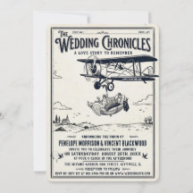 Schwarz-Weiß Retro Launische Hochzeitspaar-Einladu