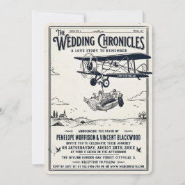 Schwarz-Weiß Retro Launische Hochzeitspaar-Einladu Einladung