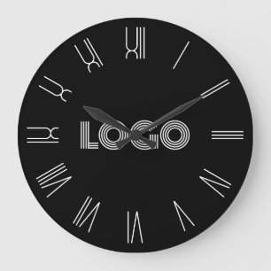 Schwarz-weiß Retro-Logo mit römischen Ziffern Große Wanduhr