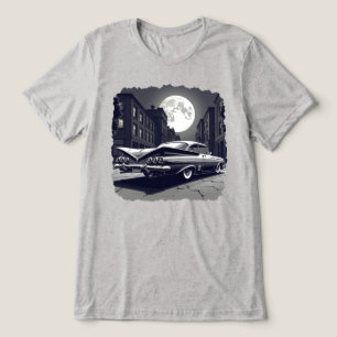 Schwarz weiß Retro Lowrider unter dem Vollmond Str Tri-Blend Shirt