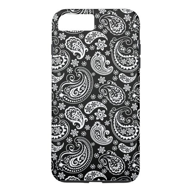Schwarz-Weiß Retro Paisley Ham Muster Case-Mate iPhone Hülle (Rückseite)