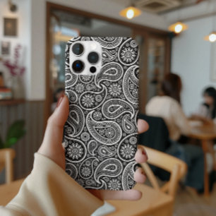 Schwarz-Weiß-Retro-Paisleymuster Case-Mate iPhone Hülle