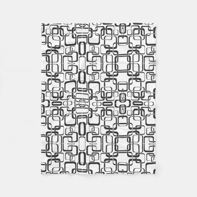 Schwarz-weiß-retro-Quadrat-Decke Fleecedecke (Vorderseite)