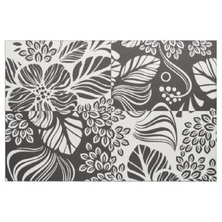 Schwarz-Weiß-Retro-Tropenblumen-Muster Stoff