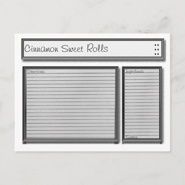 Schwarz-Weiß-Rezeptkarte Postkarte (Vorderseite)