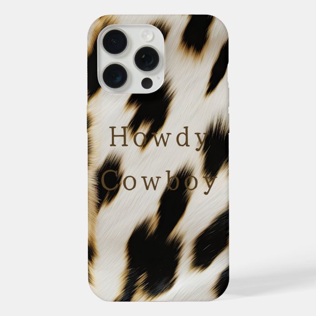 Schwarz Weiß Rindleder iPhone 15 Pro Max Hülle (Rückseite)