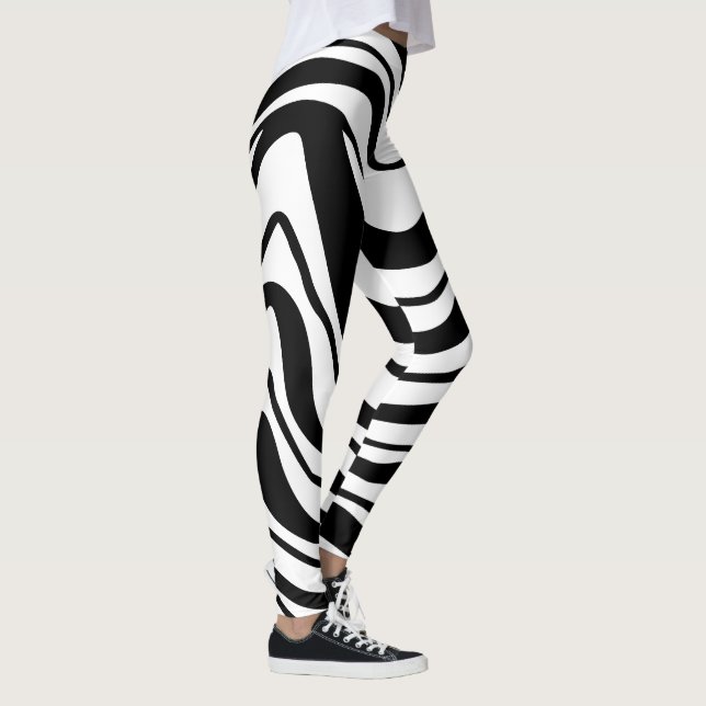Schwarz-Weiß-Rippel Leggings (Rechts)