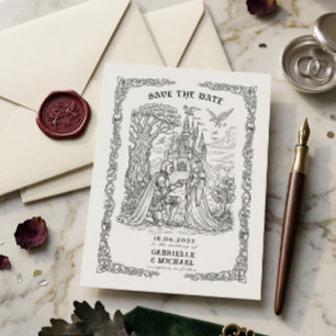 Schwarz Weiß Ritter Braut Schloss Gotische Hochzei Save The Date