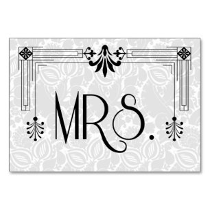 Schwarz-weiß Roaring 20er Art Deco Hochzeit Mrs. Tischnummer