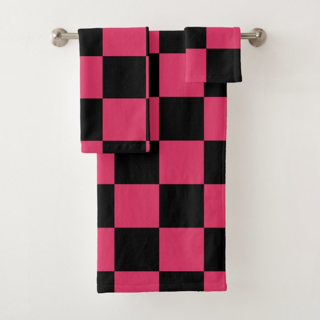 Schwarz-Weiß-Rosa-Muster Badhandtuch Set (Insitu)