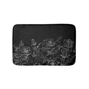 Schwarz-Weiß-Rose Badematte