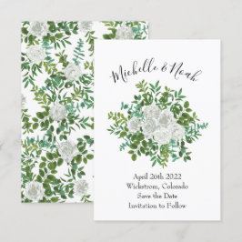 Schwarz-Weiß-Rose-Blumenhochzeit Einladung