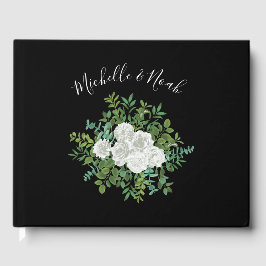 Schwarz-Weiß-Rose-Blumenhochzeit Gästebuch