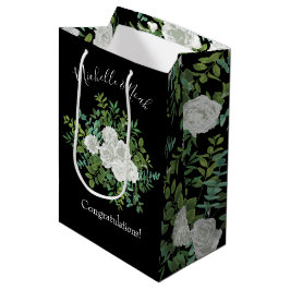 Schwarz-Weiß-Rose-Blumenhochzeit Mittlere Geschenktüte