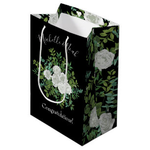 Schwarz-Weiß-Rose-Blumenhochzeit Mittlere Geschenktüte