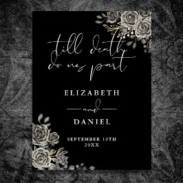 Schwarz-Weiß-Rose Blumenzettel Poster