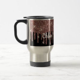 Schwarz-Weiß-Rose-Gold-Glitzer-Umarmung Reisebecher