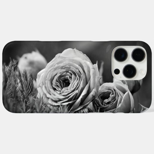Schwarz-Weiß-Rose iPhone 16 Pro Max Hülle (Rückseite (Horizontal))