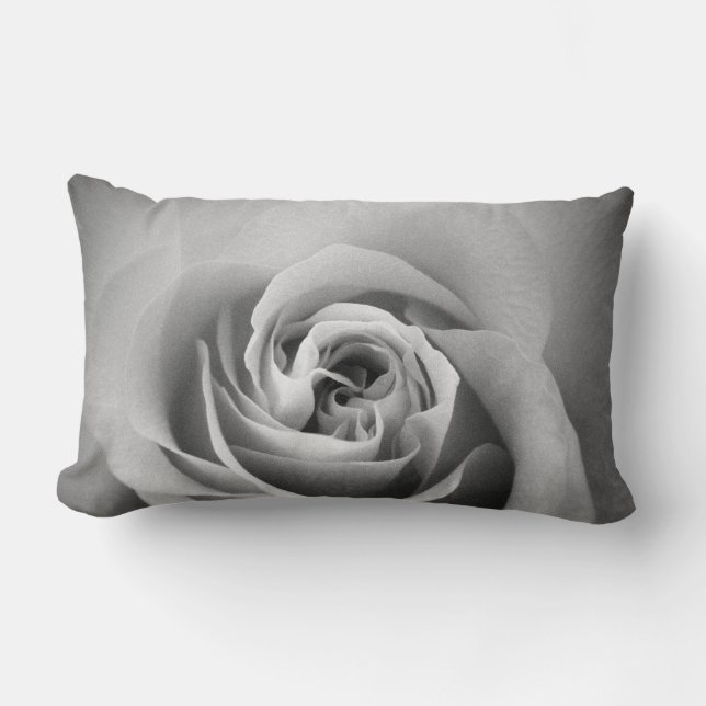 Schwarz-Weiß-Rose-Kissen Lendenkissen (Vorderseite)
