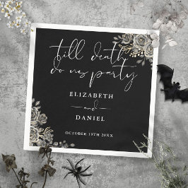 Schwarz-Weiß-Rosen-Blumengotik Serviette