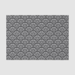 Schwarz-Weiß-Rosen-Damast Seidenpapier