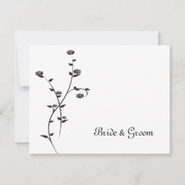 Schwarz-Weiß-Rosen-Hochzeitsleder Mitteilungskarte