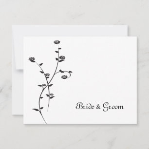 Schwarz-Weiß-Rosen-Hochzeitsleder Mitteilungskarte