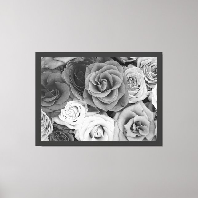 Schwarz-Weiß-Rosen Leinwanddruck (Vorderseite)